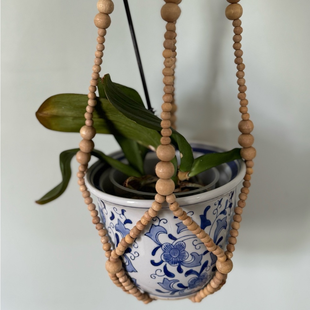Wood Beaded Plant Hanger